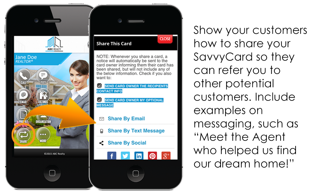 Share Your SavvyCard to get more Real Estate leads