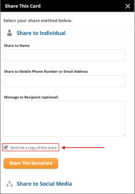 New SavvyCard Save Contact Information Option